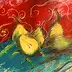 Marzena Salwowska - Musical pears against the red wallpaper