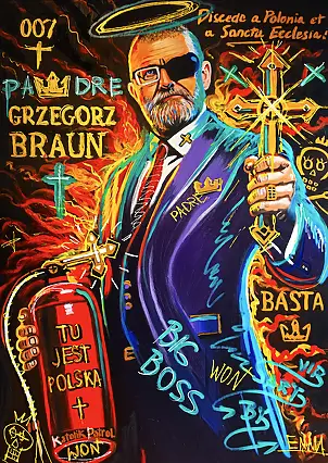 Emma Chodorowska, ,,Grzegorz Braun"", Obraz akrylowy - płótno, 85 x 120