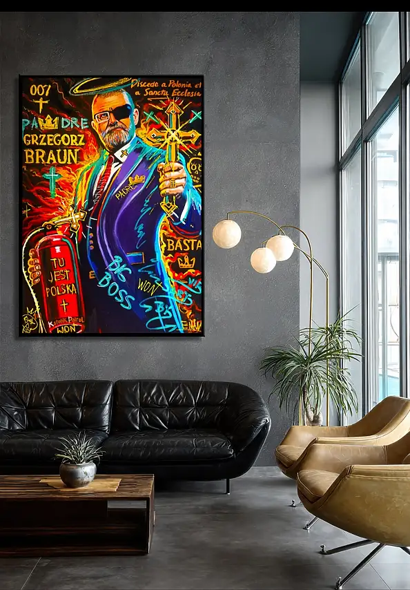Emma Chodorowska, ,,Grzegorz Braun"", Obraz akrylowy - płótno, 85 x 120