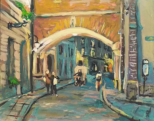 Grzegorz Wójcik - Grzegorz Wójcik "Nocą w Krakowie" akryl