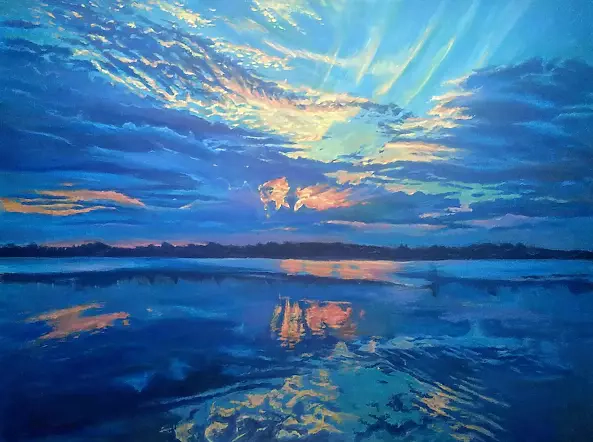 Grzegorz Wójcik - Grzegorz Wójcik "EVENING ON THE RIVER" acrylic