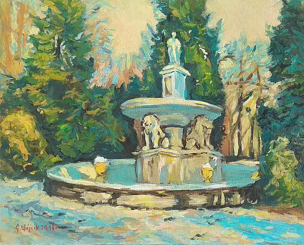 Grzegorz Wójcik - Grzegorz Wójcik "Zima w Parku Strzeleckim" akryl