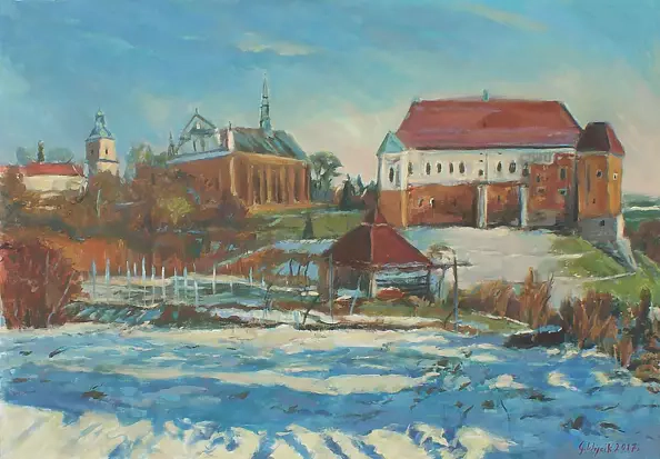 Grzegorz Wójcik - Grzegorz Wójcik "Zimowy Sandomierz" akryl