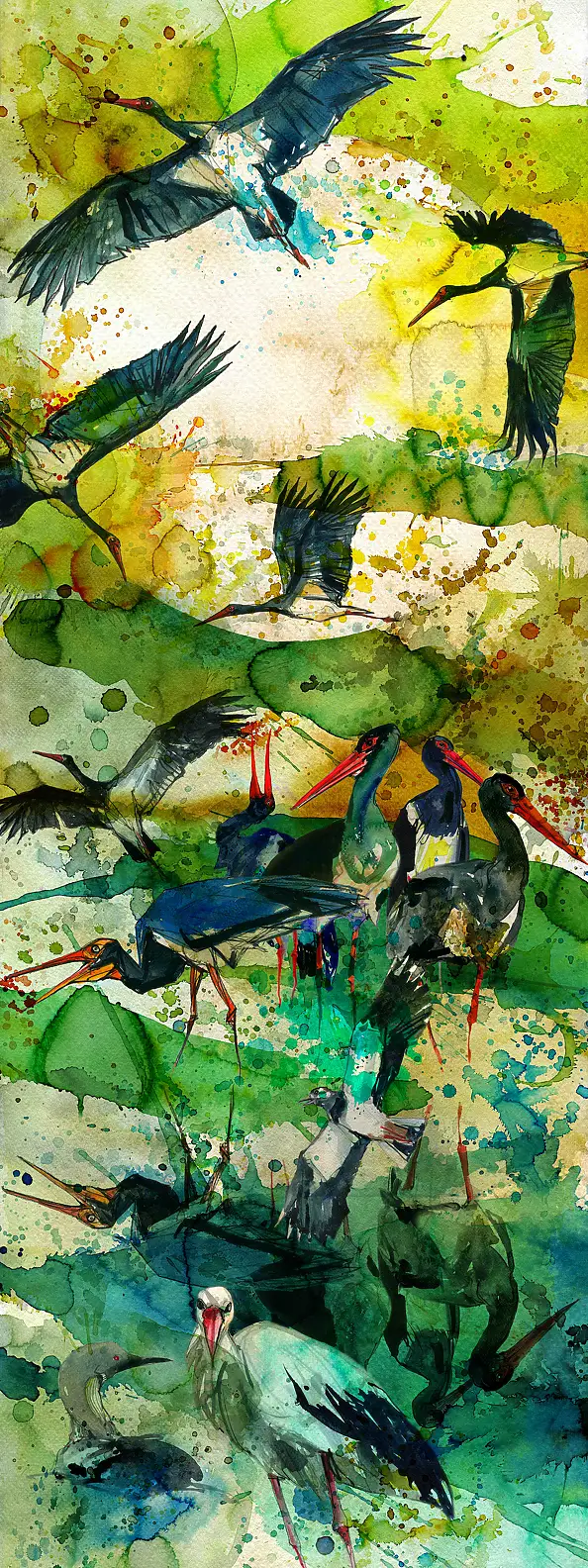 Rafał Roskowiński, HAJSTRY, Watercolors - paper, 60 x 160