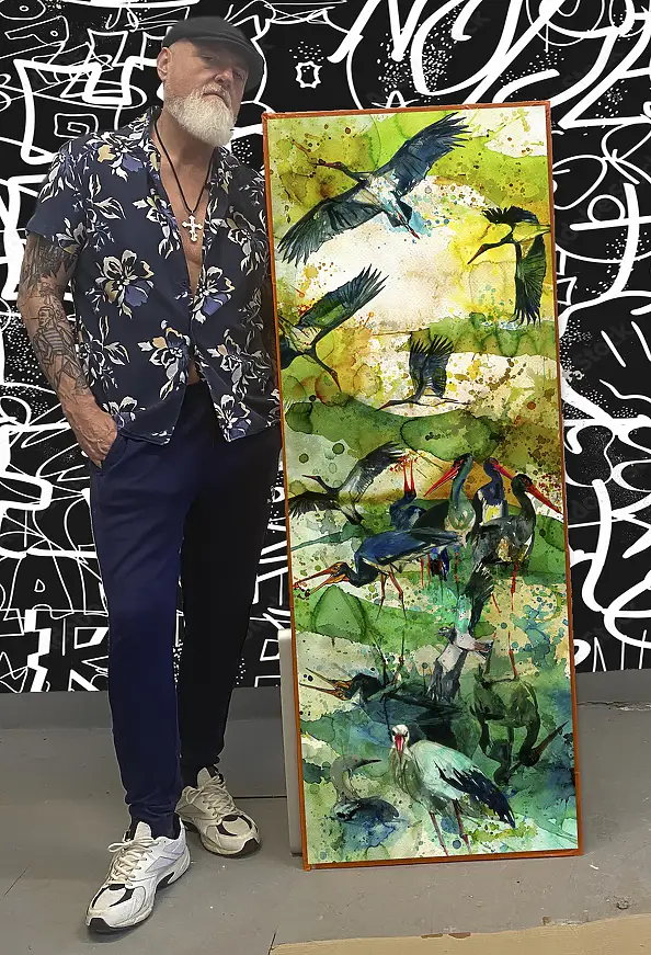Rafał Roskowiński, HAJSTRY, Watercolors - paper, 60 x 160