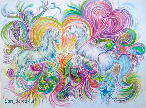 ART DOROTHEAH - HORSE SPIRIT - FLOW, painting, painted horses