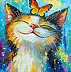 Olha Darchuk, Happy Cat, Oil painting - canvas, 40 x 50