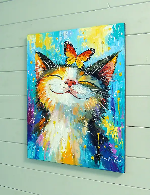 Olha Darchuk, Happy Cat, Oil painting - canvas, 40 x 50