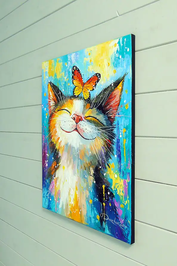 Olha Darchuk, Happy Cat, Oil painting - canvas, 40 x 50