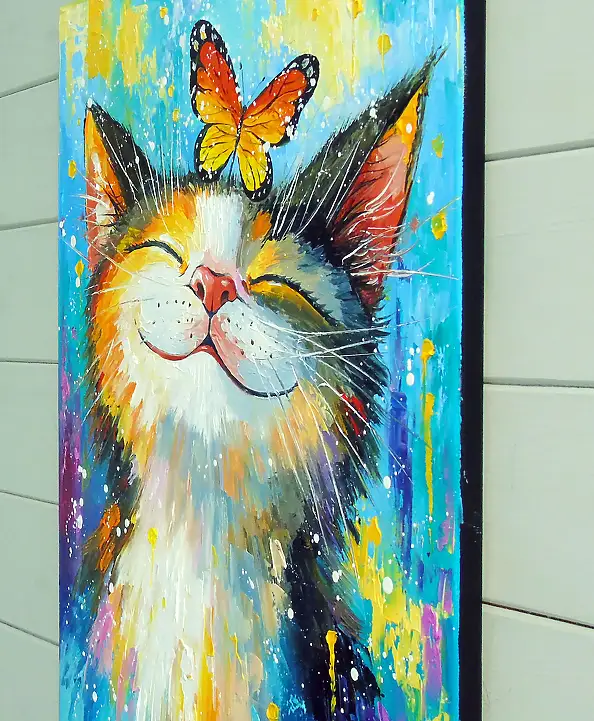 Olha Darchuk, Happy Cat, Oil painting - canvas, 40 x 50