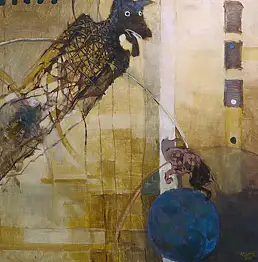 Izabela Wolska, охотник за головами, Акрилова картина - плита, 90 x 90