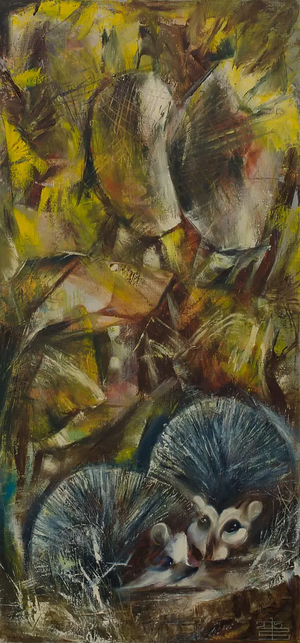 Simakov Vladimir -  Hedgehogs in the sunflowers