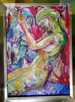 Anna Borcz - Indian couple on a red background