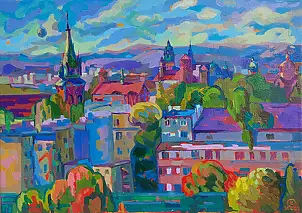 Anastasiia Kurkova, Historyczne Serce Polski, Obraz olejny - płótno, 70 x 50