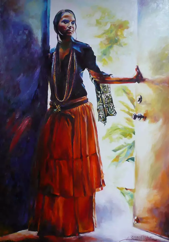 Barbara Gulbinowicz - A Spanish woman on the doorstep of the house