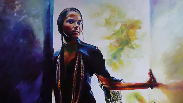 Barbara Gulbinowicz - A Spanish woman on the doorstep of the house