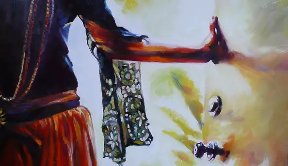 Barbara Gulbinowicz - A Spanish woman on the doorstep of the house