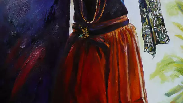 Barbara Gulbinowicz - A Spanish woman on the doorstep of the house