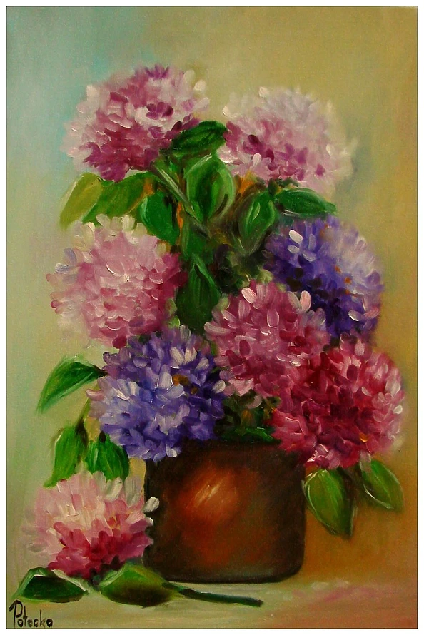 Grażyna Potocka - Hydrangeas oil painting 40-60cm