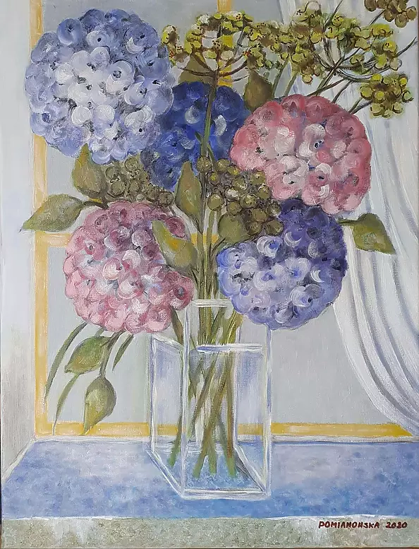 Lucyna Pomianowska - Hortensje w wazonie