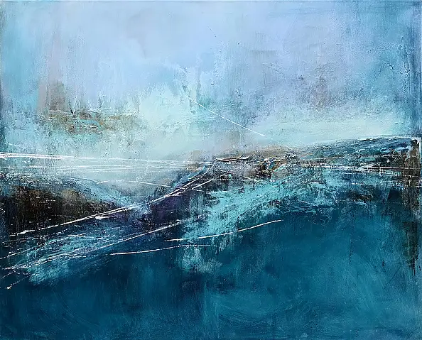 Iwona BORKOWSKA, Zamyślenie w ciszy, Impasto, Obraz akrylowy - płótno, 100 x 80