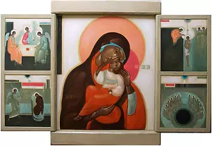   - Ikone der Gottesmutter in der Art Eleusa mit Ikonen der Heiligen Dreifaltigkeit, die Verkündigung, die Taufe des Herrn und Pfingsten