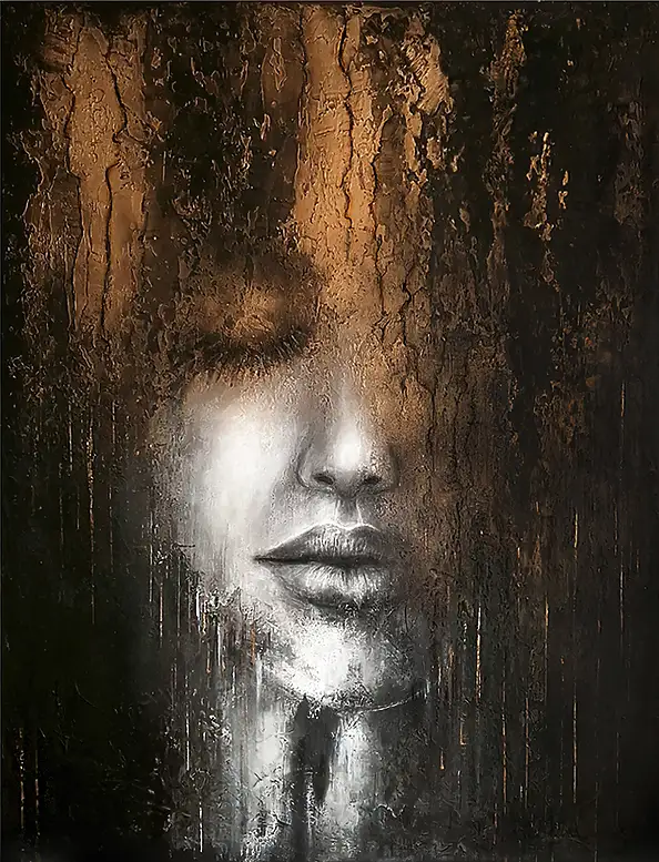 Dorie Ann, ILLUSIONE 01, Altri, Quadro ad acrilico, Tecniche miste, Carbone - tela, 90 x 120