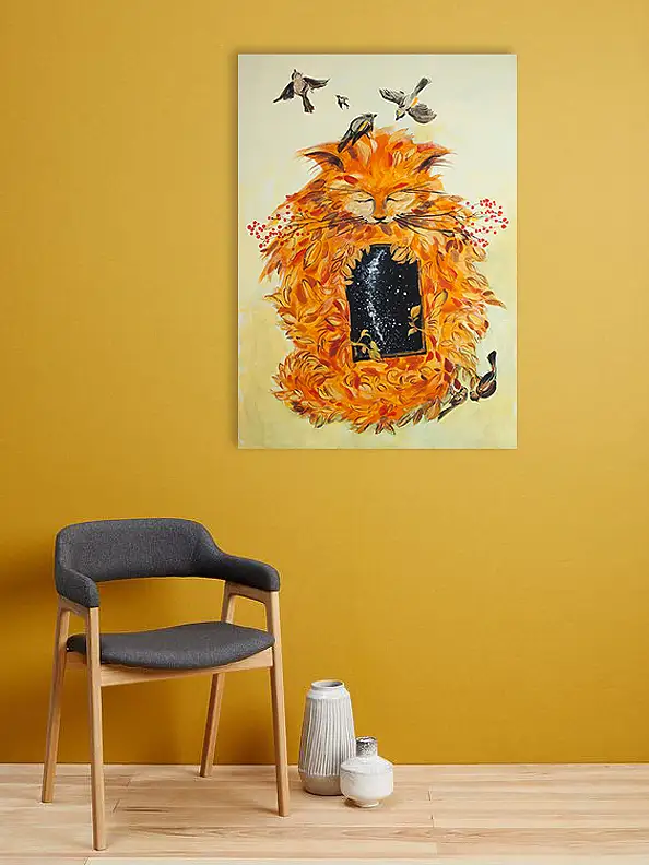 Adriana Laube, "And the Universe is in the Cat", Acrylic painting - canvas, 50 x 70