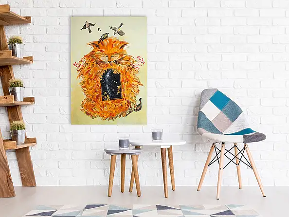 Adriana Laube, "And the Universe is in the Cat", Acrylic painting - canvas, 50 x 70