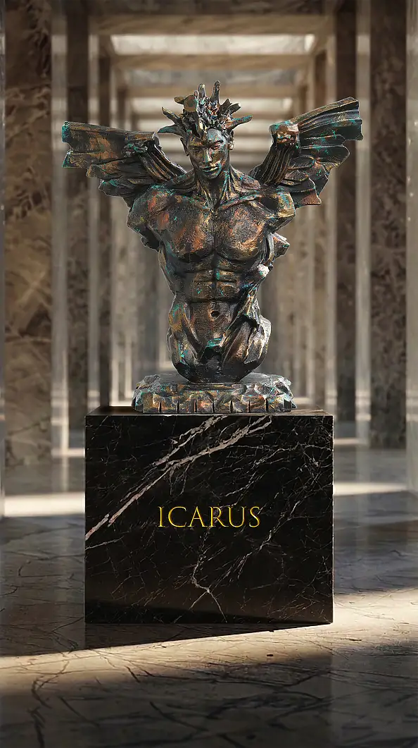 Krzysztof Plonka, Icarus rzeźba  Brąz , Inne - inne, 50 x 60