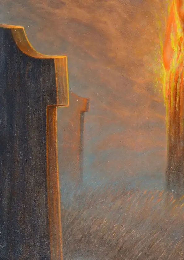 Krzysztof Polaczenko, Ignis Aeternus, Dipinto acrilico - pannello, 60 x 90