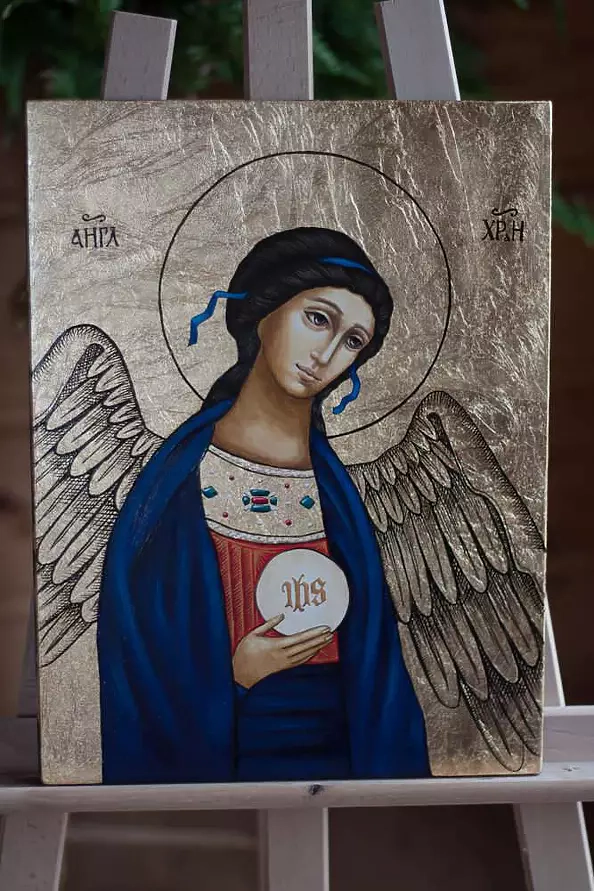 Anna Kloza Rozwadowska - Icon Guardian Angel in Cornflower Robes Christmas gift