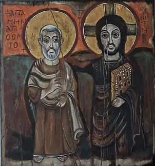 Anna Kloza Rozwadowska - Icon Christ with a friend - a copy of Coptic icons of Luvru