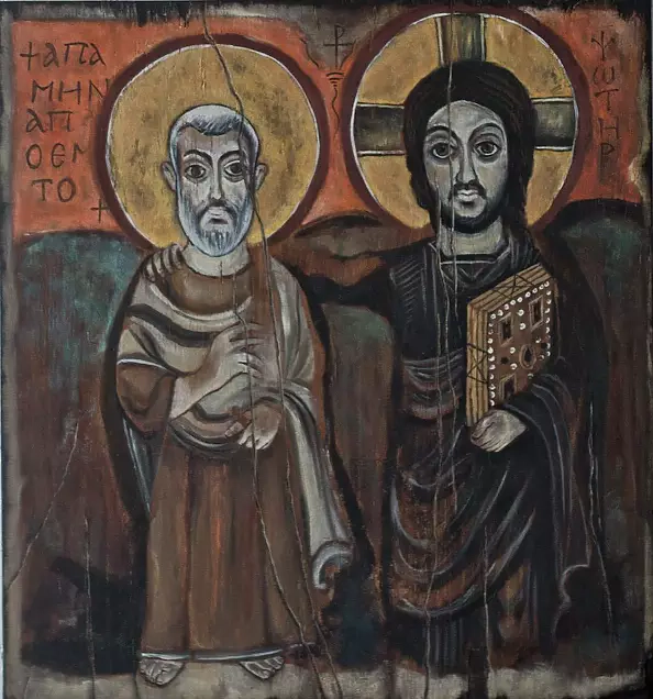 Anna Kloza Rozwadowska - Ikona Chrystus z przyjacielem - kopia koptyjskiej ikony z Luvru