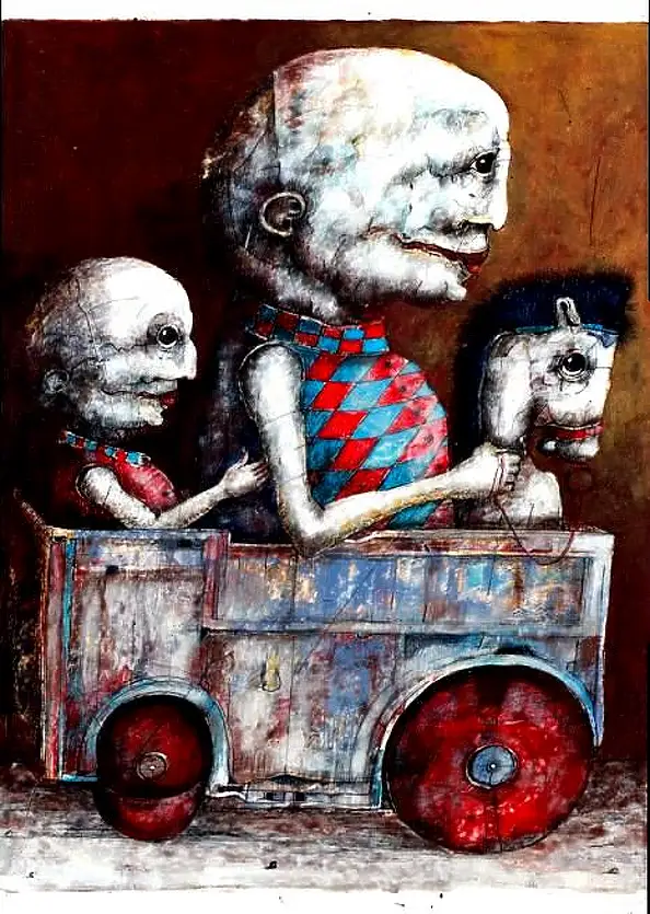 Piotr Kamieniarz, Иллюзорная природа путешествий, Змішані техніки - папір, 45 x 64
