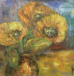 Danuta Król, Впечатление - Подсолнухи, Масляная картина - холст, 35 x 25