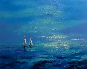 Jerzy Stachura - Impresja błękitna z żaglówkami