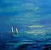 Jerzy Stachura - Impression blau mit Segelbooten