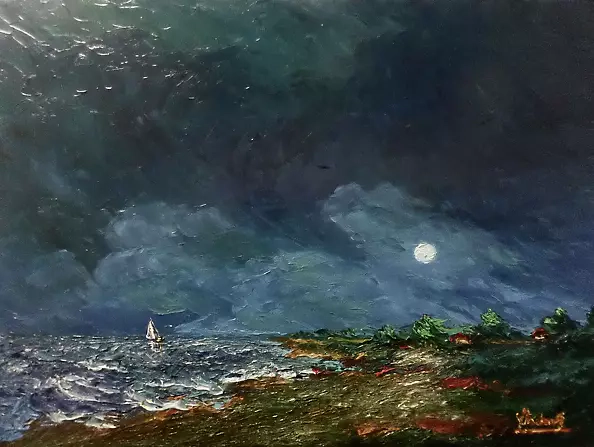 Jerzy Stachura - Coastal night impression