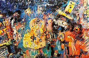 Dariusz Grajek, Impreza u Infantki...., Obraz akrylowy, Obraz olejny - płótno, 117 x 80