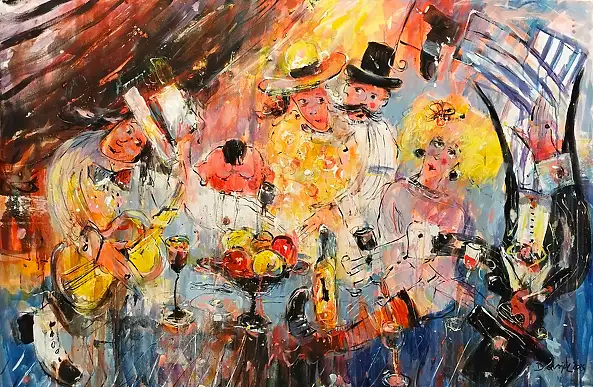 Dariusz Grajek, Gente di festa..., Quadro ad acrilico - tela, 120 x 80