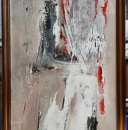 Giovanni Greco, In fondo ai tuoi occhi, Obraz akrylowy, Kreda, Techniki mieszane - deska, 40 x 59