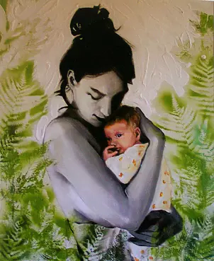   - In the arms of her mother