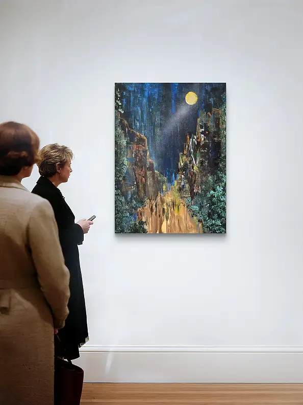 Ewa Mościszko, Im Mondschein Batu-Höhlen Kuala Lumpur, Acrylgemälde - , 55 x 75