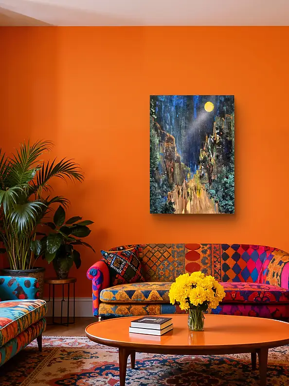Ewa Mościszko, Im Mondschein Batu-Höhlen Kuala Lumpur, Acrylgemälde - , 55 x 75