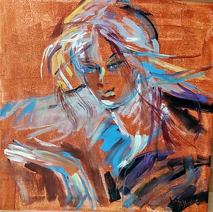 Anna Borcz - Indian woman on a red background