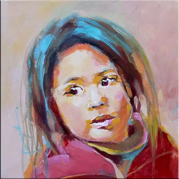 Magdalena Chudalewska Szwaja - Indiańska dziewczynka 40x40cm