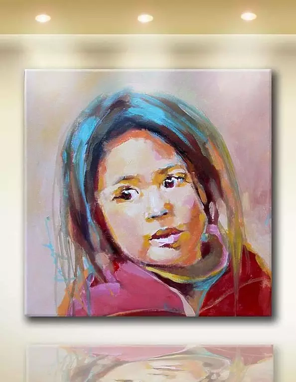 Magdalena Chudalewska Szwaja - Indiańska dziewczynka 40x40cm