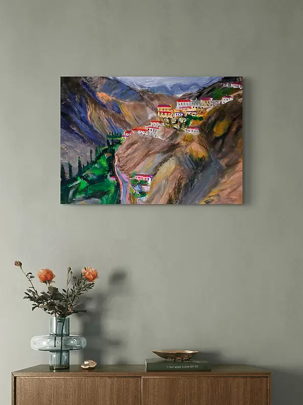 Krystyna Mościszko, Indie pejzaz gorski, Obraz akrylowy - płótno, 50 x 40
