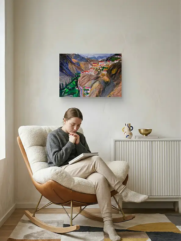 Krystyna Mościszko, Indie pejzaz gorski, Obraz akrylowy - płótno, 50 x 40